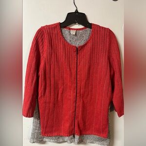 NWT Barbara Wells Studio Red Linen Zip-Front Cardigan – Medium